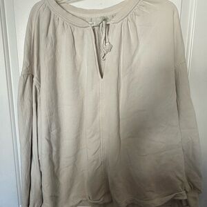 aerie Light Cream Tie-Neck Peasant Tunic
